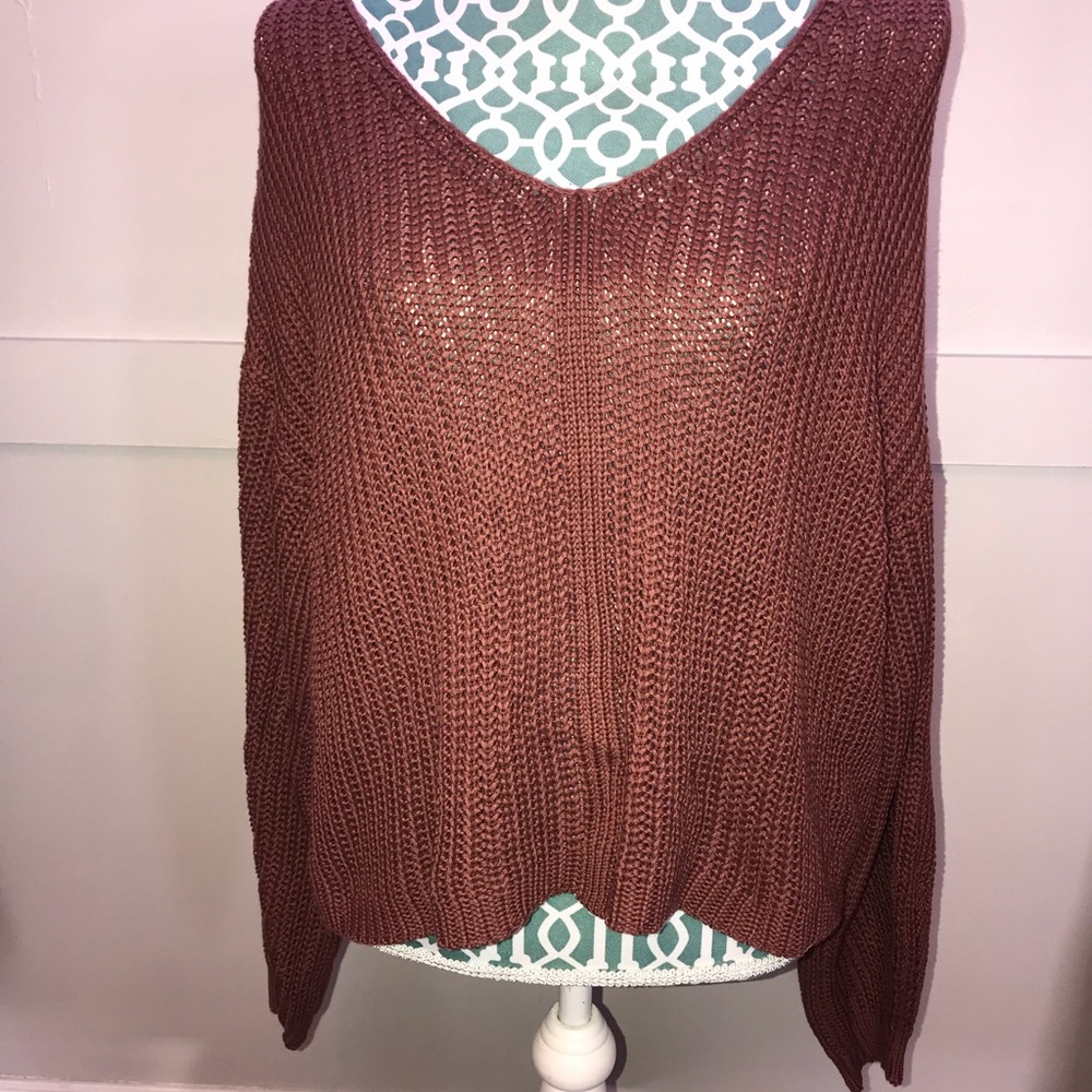 Brushed Berry Slouched Sweater